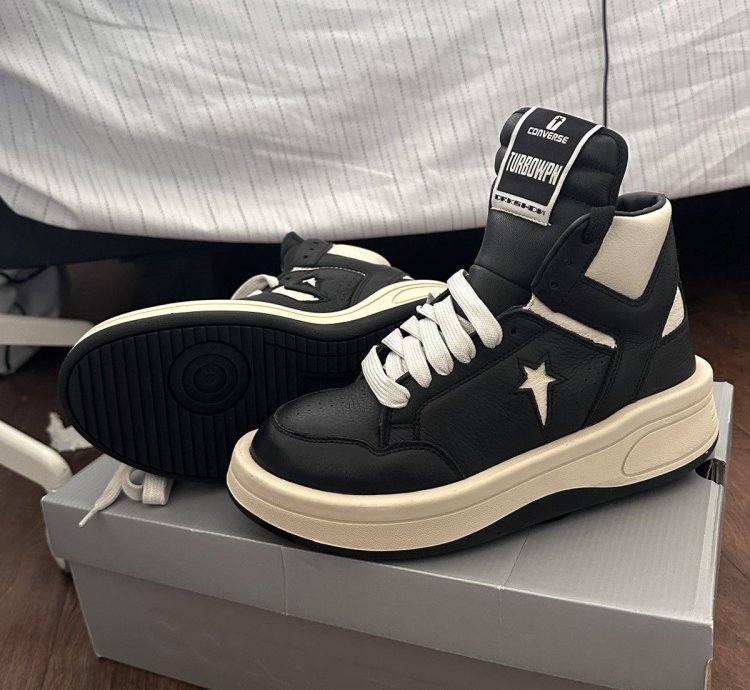 Rick Owens TURBOWPN Converse shoes in Black Cloud Cream