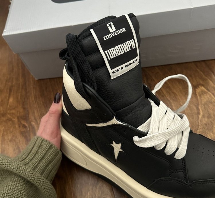 Rick Owens TURBOWPN Converse shoes in Black Cloud Cream