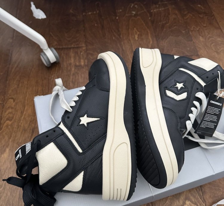 Rick Owens TURBOWPN Converse shoes in Black Cloud Cream