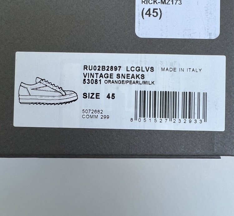 RICK OWENS VANS FW22 STROBE VINTAGE SNEAKER ORANGE