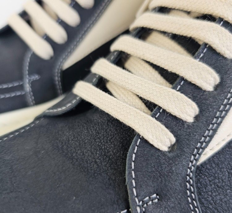 Rick Owens Vintage Black Grained Leather Sneakers New 43 5