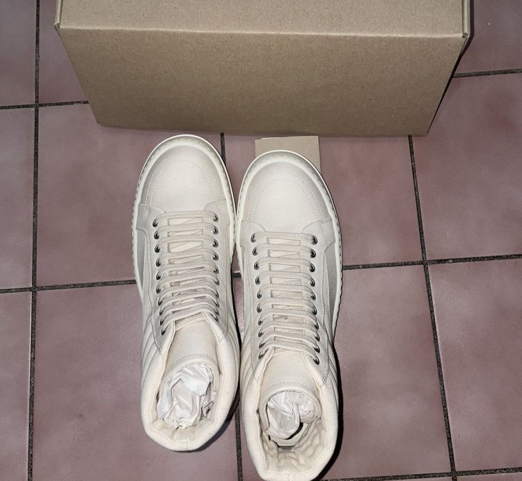 Rick Owens Vintage High Lido doeskin vans sneakers milk