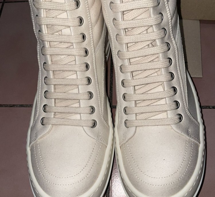 Rick Owens Vintage High Lido doeskin vans sneakers milk