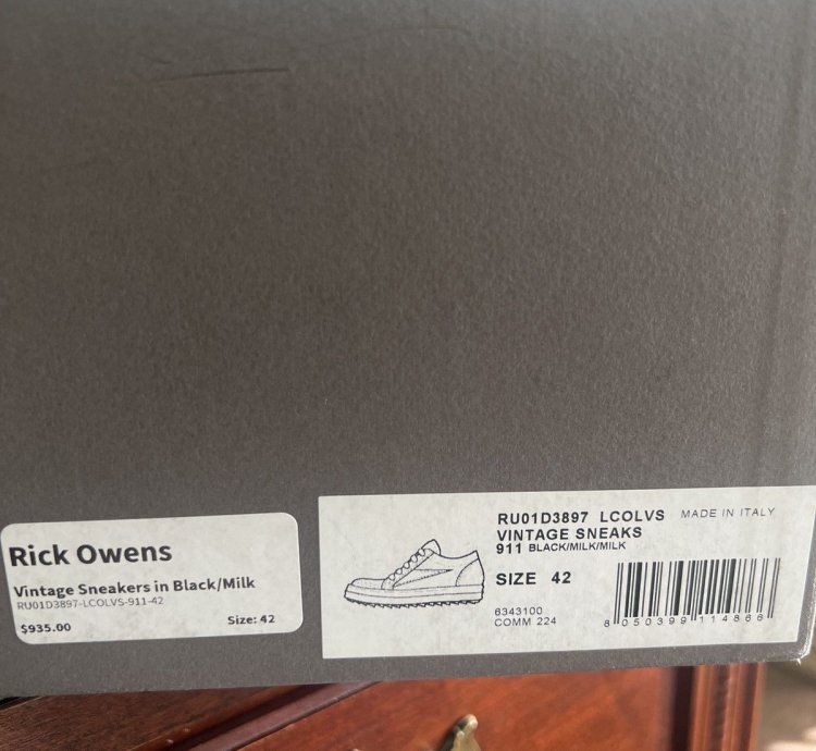 Rick Owens Vintage Sneakers in Black Milk