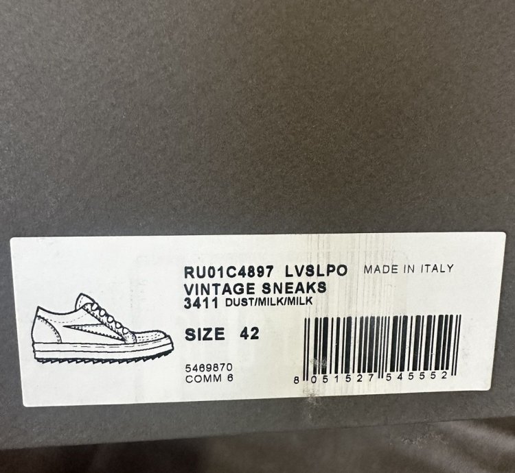 RICK OWENS VINTAGE SNEAKS IN DUST LEATHER SZ 42 NEW BOX