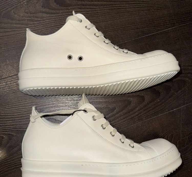 Rick Owens White Low Top Leather Sneakers 10 US