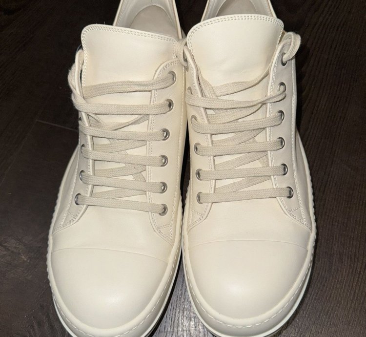 Rick Owens White Low Top Leather Sneakers 10 US
