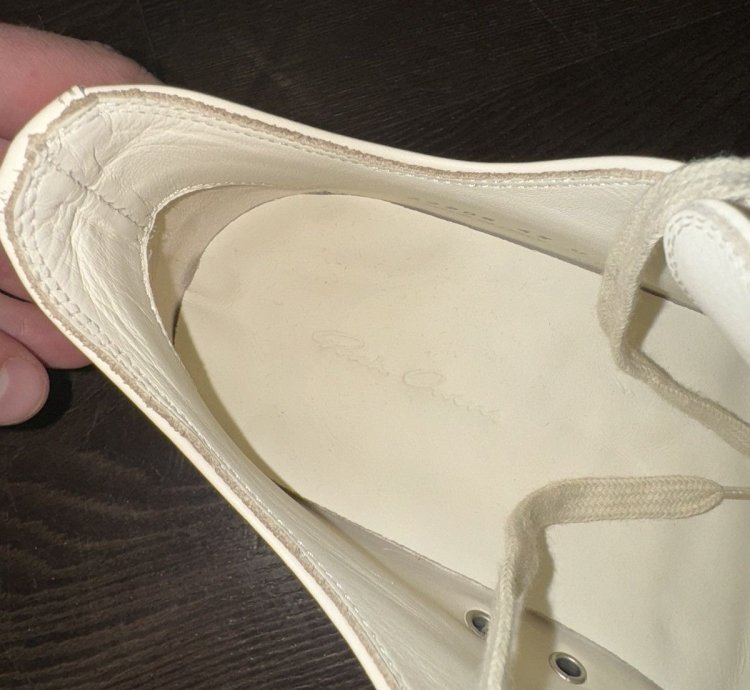 Rick Owens White Low Top Leather Sneakers 10 US