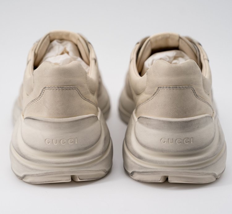 size 11G - Gucci Rhyton Distressed Sneaker Ivory Leather