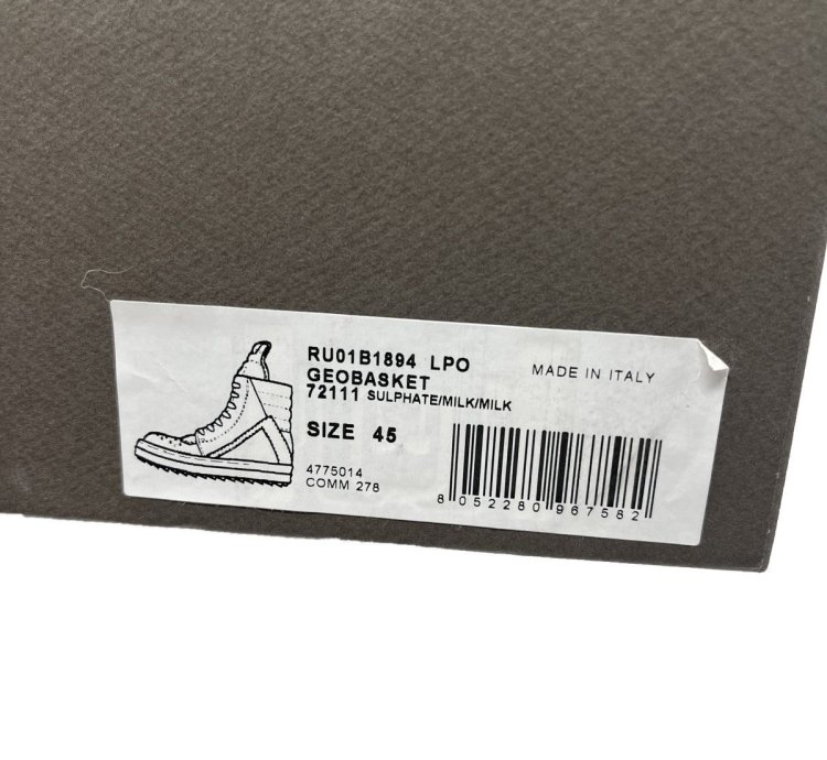 SS22 NEW Rick Owens Sulphate Geobasket Sneakers Fogachine