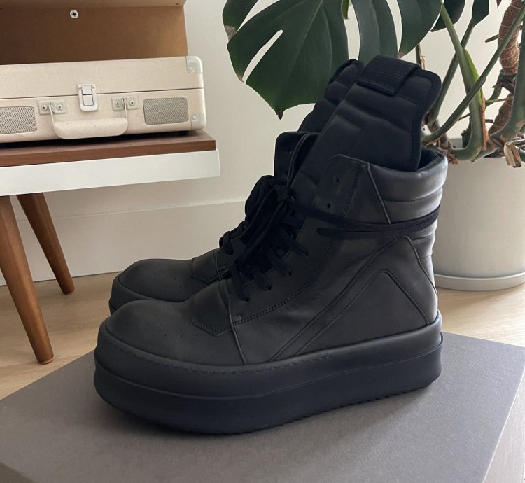 STEAL Rick Owens Triple Black Bumper Geobasket Sneakers