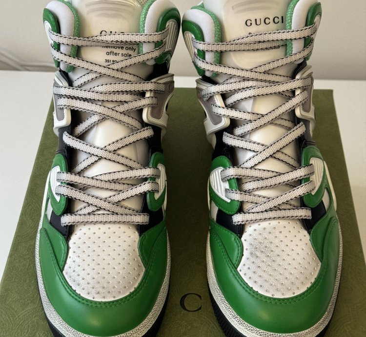 sz 9G - Gucci Basket Green Black White High top sneakers
