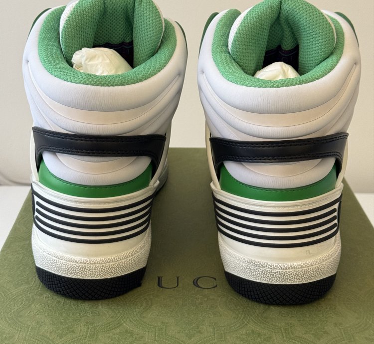 sz 9G - Gucci Basket Green Black White High top sneakers