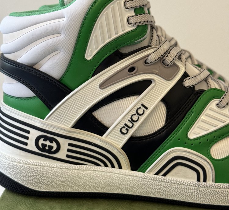 sz 9G - Gucci Basket Green Black White High top sneakers