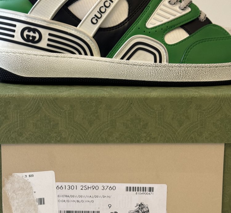 sz 9G - Gucci Basket Green Black White High top sneakers