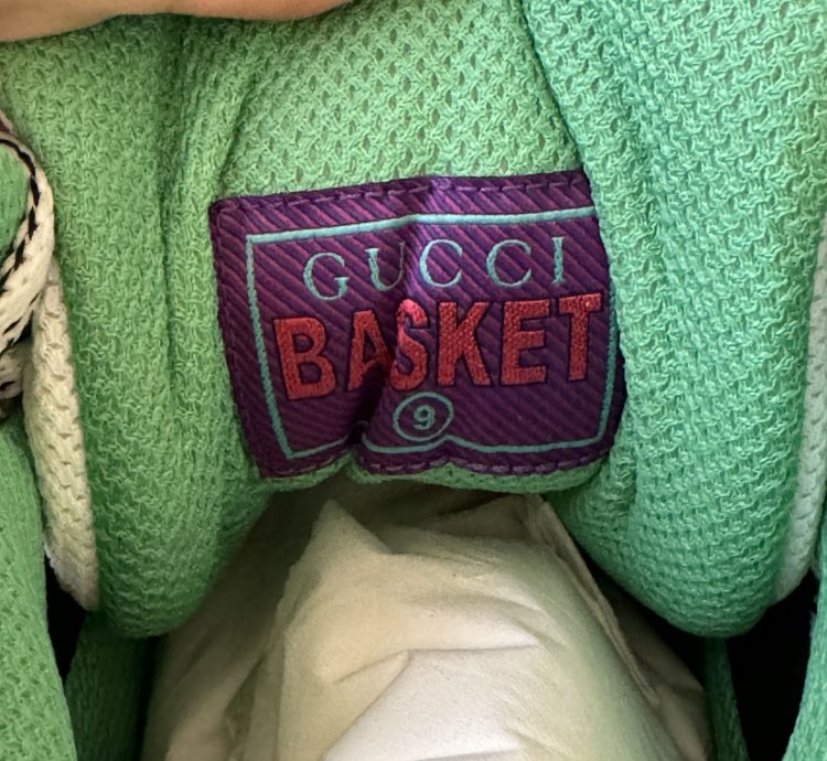 sz 9G - Gucci Basket Green Black White High top sneakers