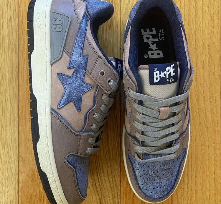 2022 Bape Sk8Sta Low Top Denim Brown Sneakers