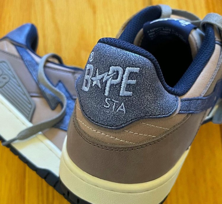 2022 Bape Sk8Sta Low Top Denim Brown Sneakers