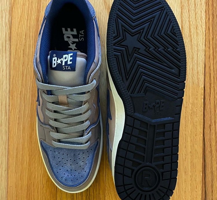 2022 Bape Sk8Sta Low Top Denim Brown Sneakers