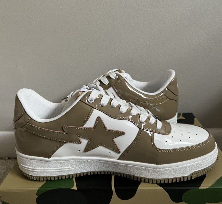 2023 Bathing Ape Patent Leather Khaki Bape Bapesta Size 13