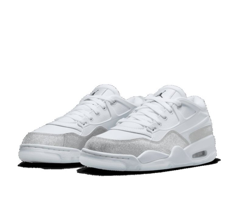 Mens Wmns Air Jordan 4 RM 'White Metallic Silver Glitter' HQ3441-111
