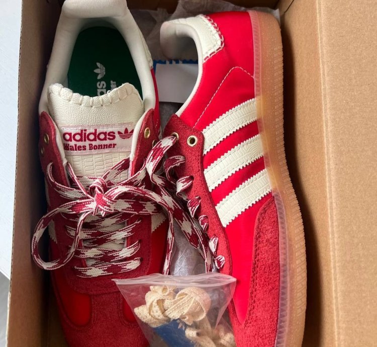 Adidas Wales Bonner Samba red panneled sneakers size 42