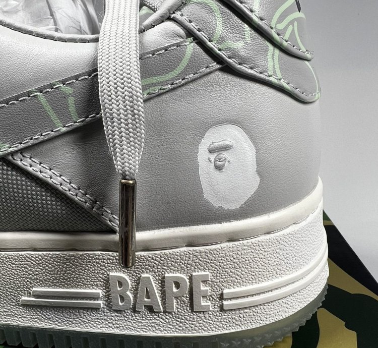 Bape Bape Sta 1 Text Code Camo Gray - Size 11