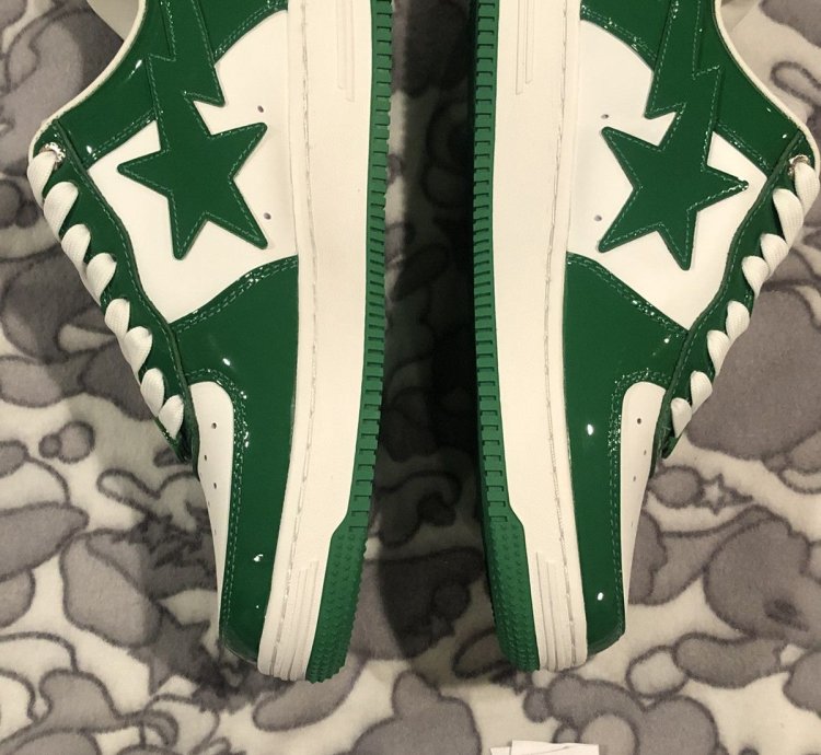 Bape Bapesta Low Green Patent Leather