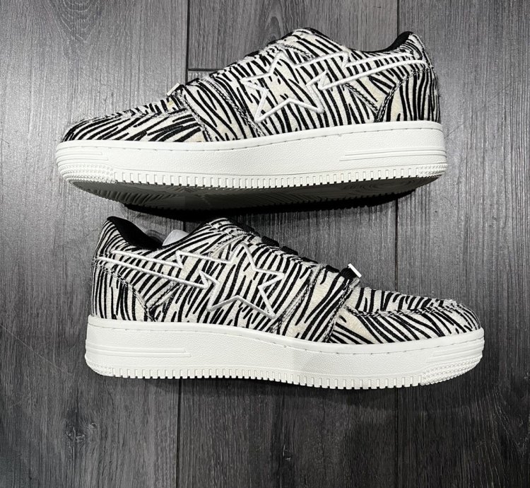 Bape Bapesta Zebra Print Sneaker Sz 9
