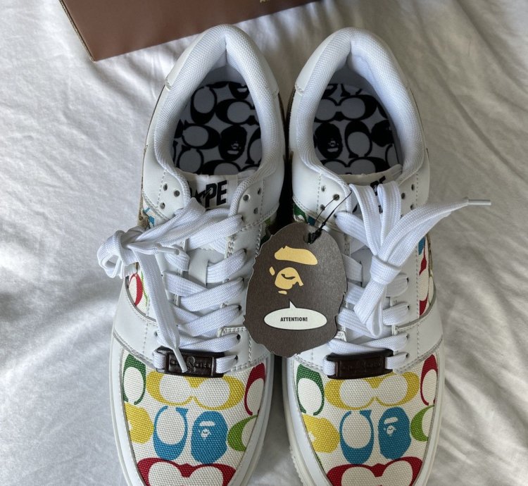 Bape Coach Bapesta White Multi
