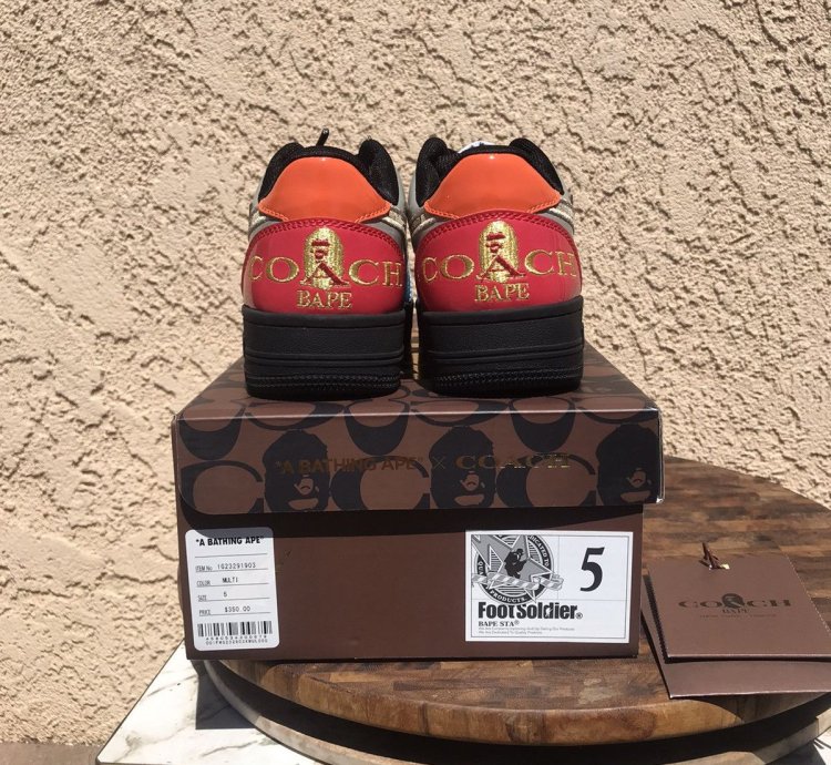 Bape Coach rainbow bapesta size 5