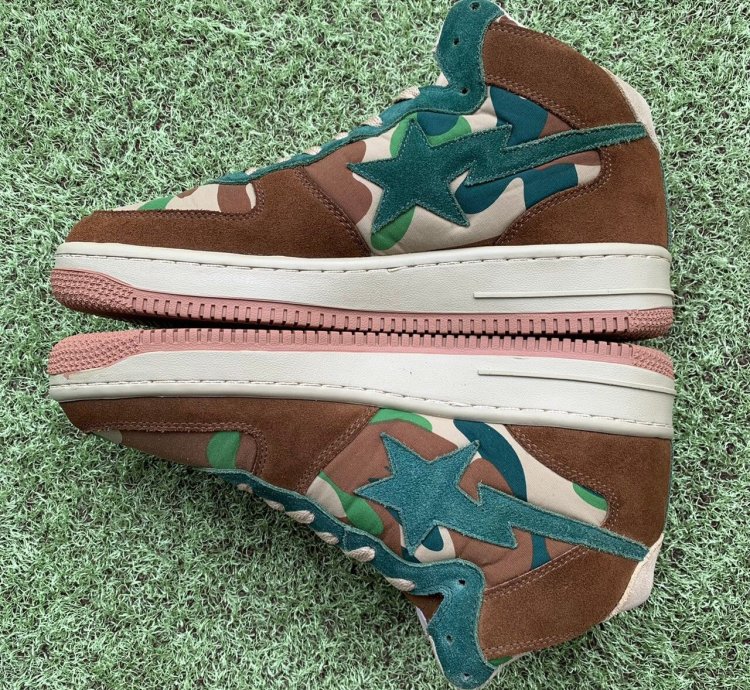 BAPE MID Sta brown green camo suede
