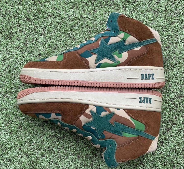 BAPE MID Sta brown green camo suede