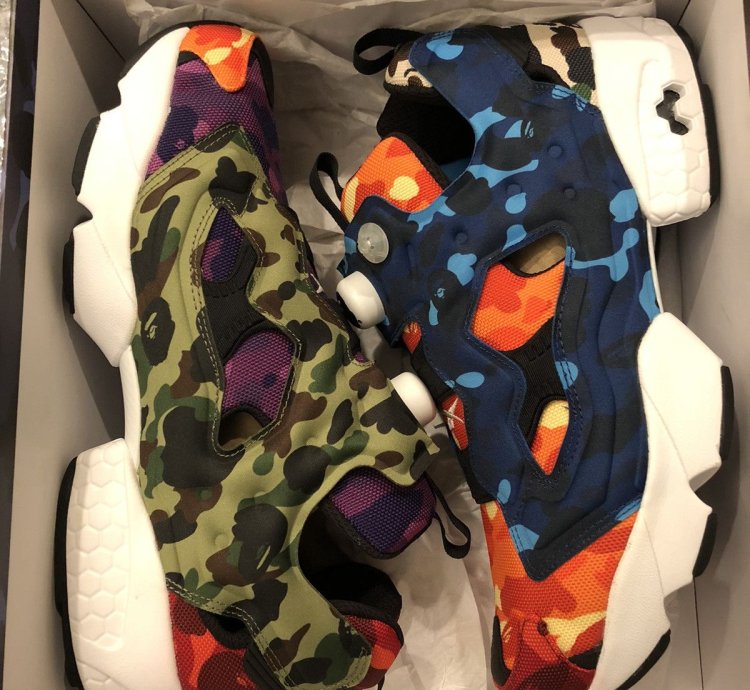 Bape Reebok Instapump Fury Multi Camo Running Sneaker
