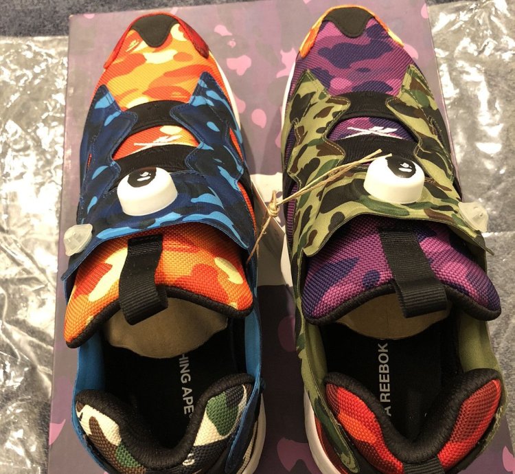 Bape Reebok Instapump Fury Multi Camo Running Sneaker