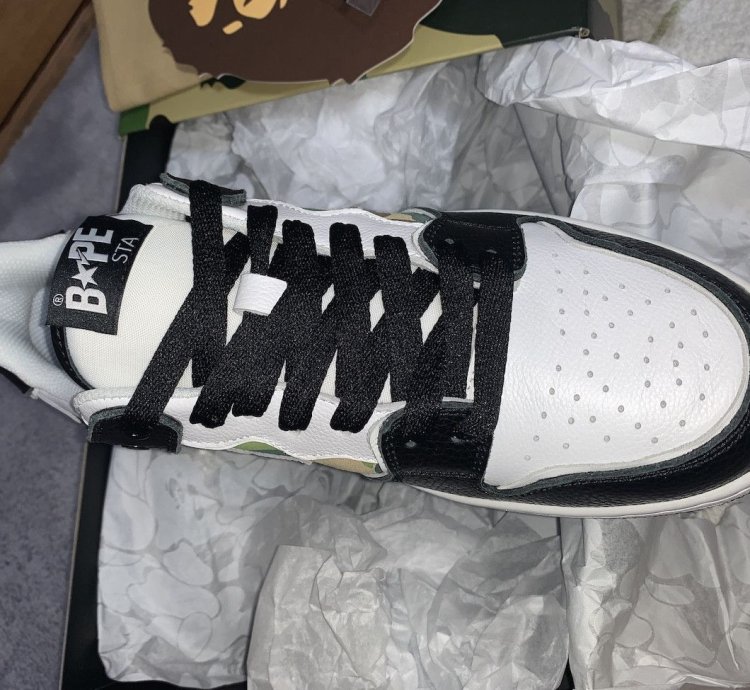 BAPE SK8 STA US10 Black White ABC green Sneakers DS bapesta