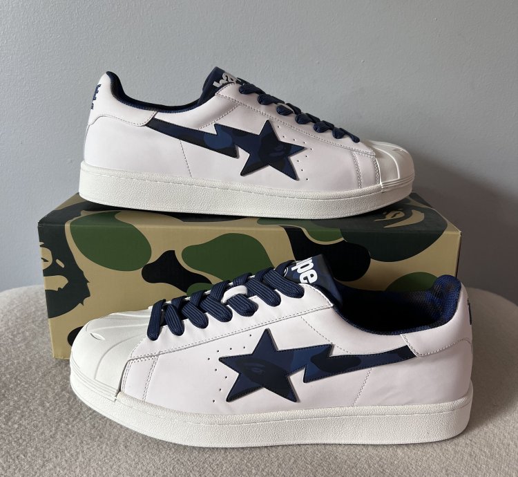Bape Skull Sta Blue Camo Sneakers in White