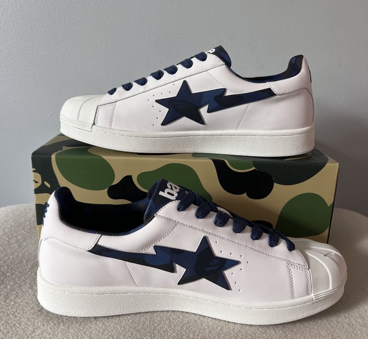 Bape Skull Sta Blue Camo Sneakers in White