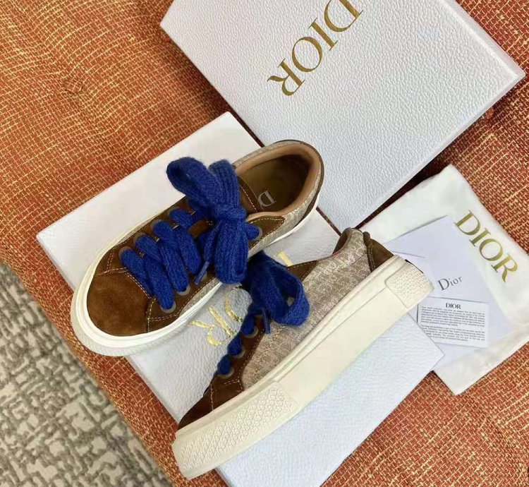 Dior Men B33 Sneaker Brown and Cream Dior Oblique Jacquard and Brown Suede