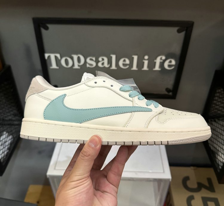Travis Scott X Air Jordan 1 Low 'Cream Tiffany' Custom