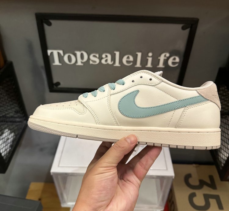 Travis Scott X Air Jordan 1 Low 'Cream Tiffany' Custom