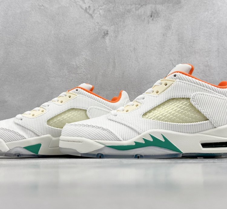 260 Kw version of Air Jordan 5 Low AJ5 Joe 5 corduroy white orange green CW4204-
