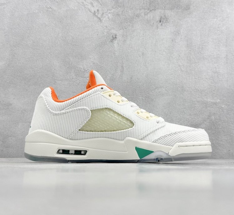 260 Kw version of Air Jordan 5 Low AJ5 Joe 5 corduroy white orange green CW4204-