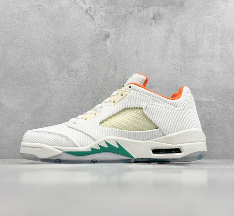 260 Kw version of Air Jordan 5 Low AJ5 Joe 5 corduroy white orange green CW4204-