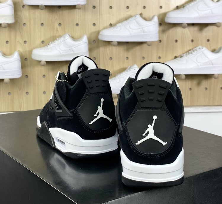 380 Nike Air Jordan 4 Retro Black WhitePanda Michael Jordan AJ4 mid-top basketba