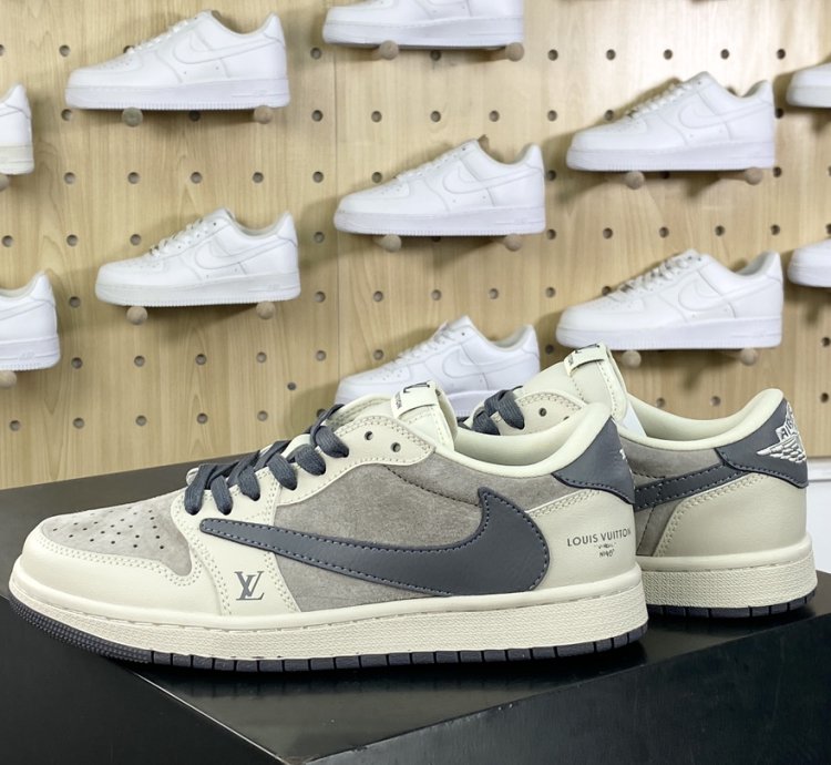 280 Louis Vuitton x Travis Scott x Nike Air Jordan 1 Low OG SPBlackBeige LV Mono
