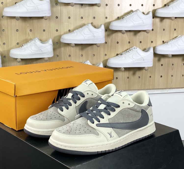 280 Louis Vuitton x Travis Scott x Nike Air Jordan 1 Low OG SPBlackBeige LV Mono