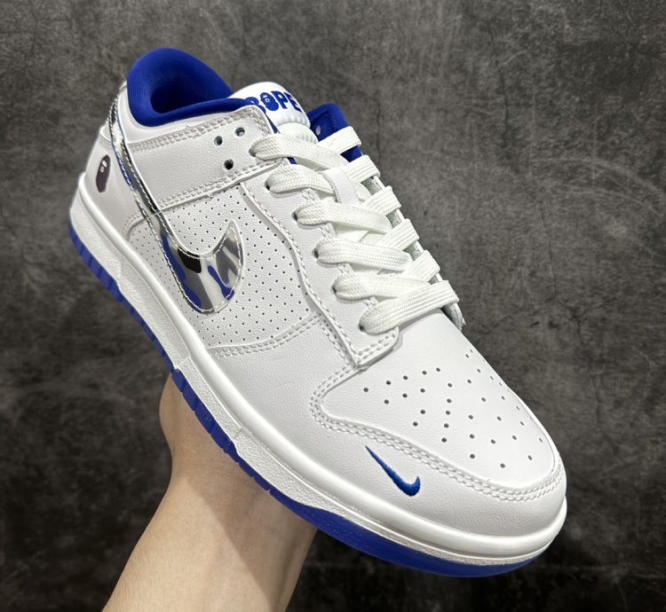 280  Nk SB Dunk Low BAPE joint-white color hook small blue h