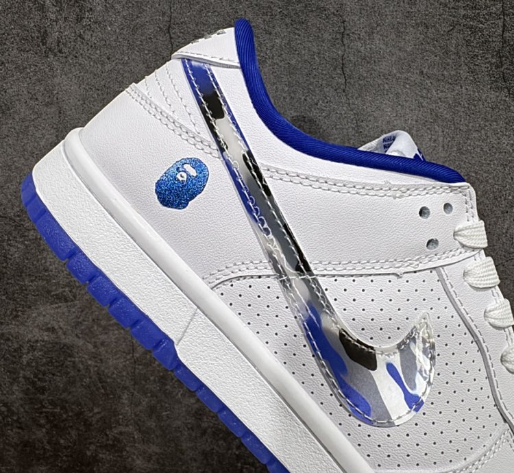 280  Nk SB Dunk Low BAPE joint-white color hook small blue h