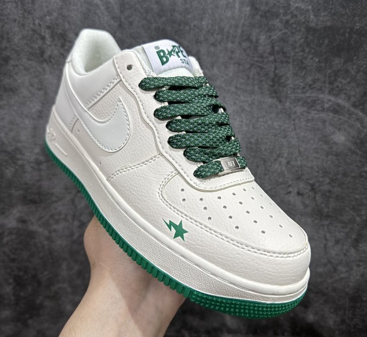 240 Nk Air Force 1'07 Low BAPE joint-beige green star Air Force One low-top casu
